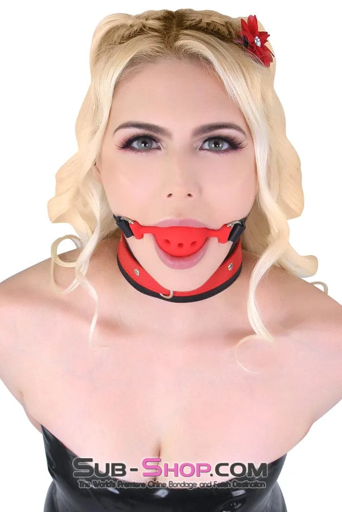 7367A      Medium Red Silicone Ball Gag with Breather Holes