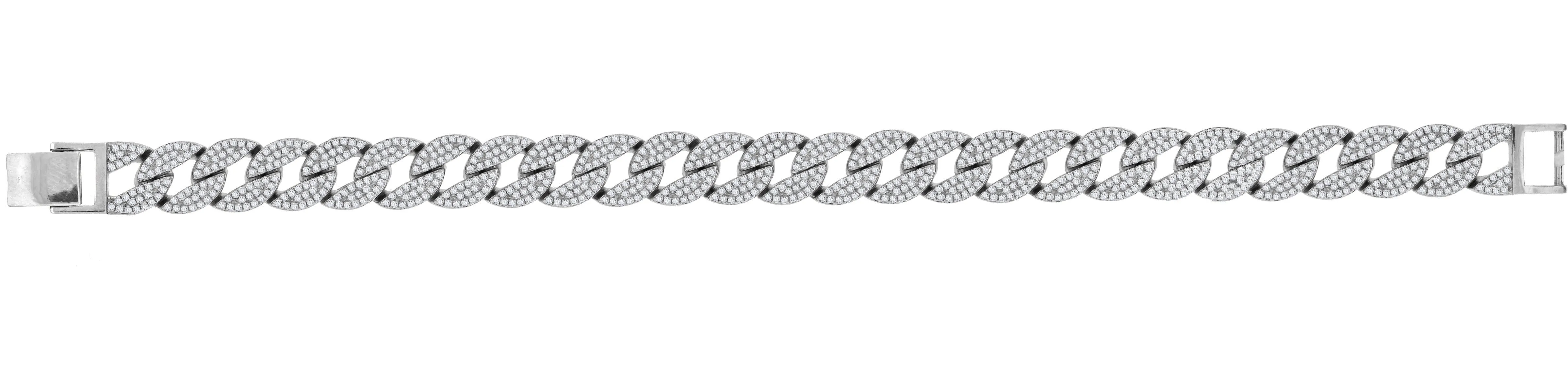 925 Sterling Silver Mens Cubic Zirconia Miami Cuban 8 Fashion Bracelet
