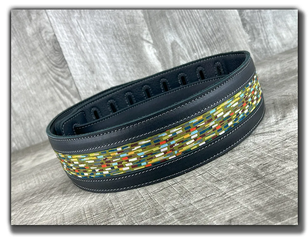 Abstraction - Carbon Black Leather Guitar Strap - Numbered Limited Edition