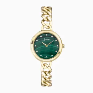 Accurist Jewellery Ladies Watch | Gold Case & Stainless Steel Bracelet with Green Malachite Dial | 28mm