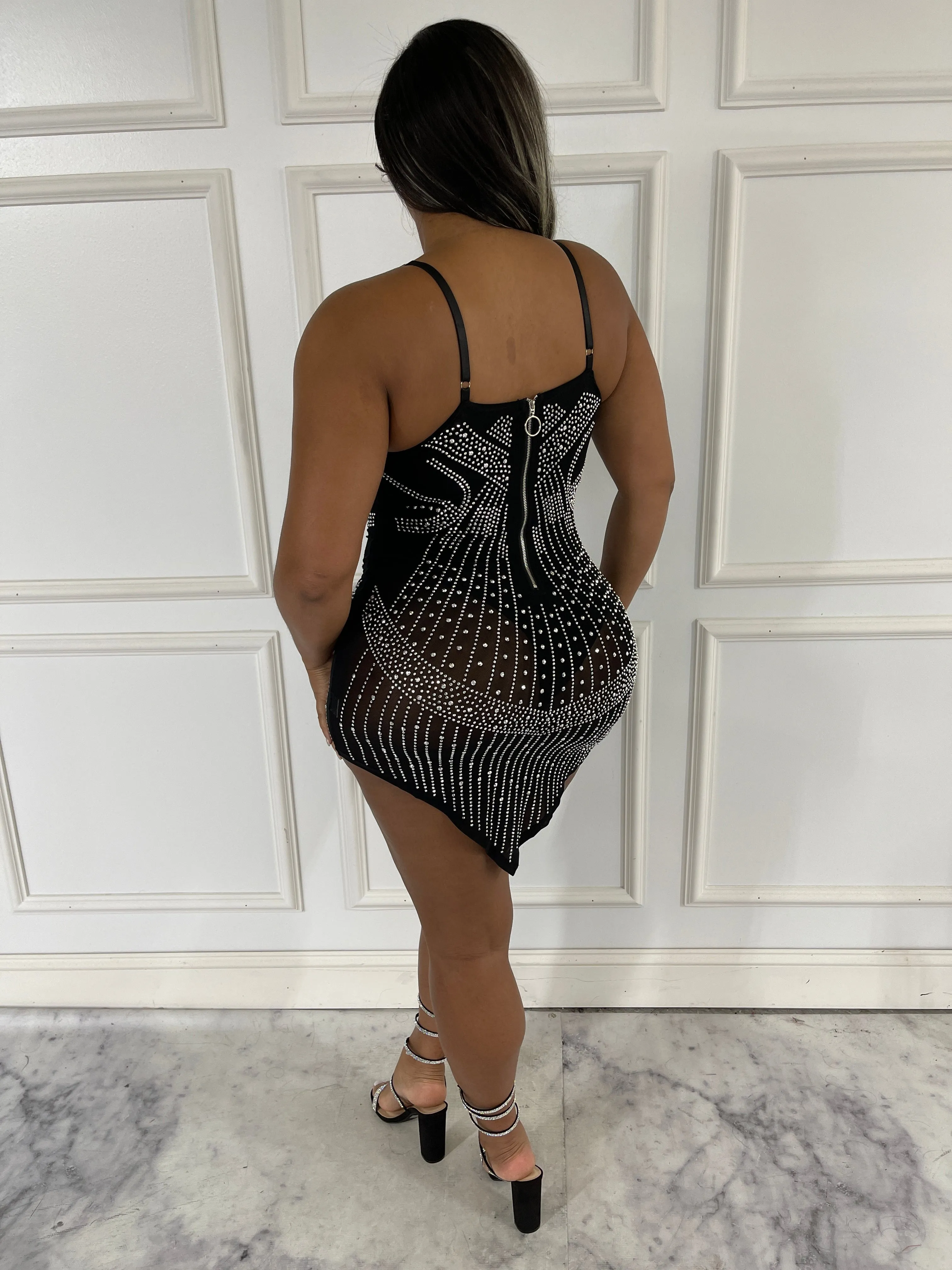 AD2788P - RHINESTONE SPAGHETTI STRAP DRESS