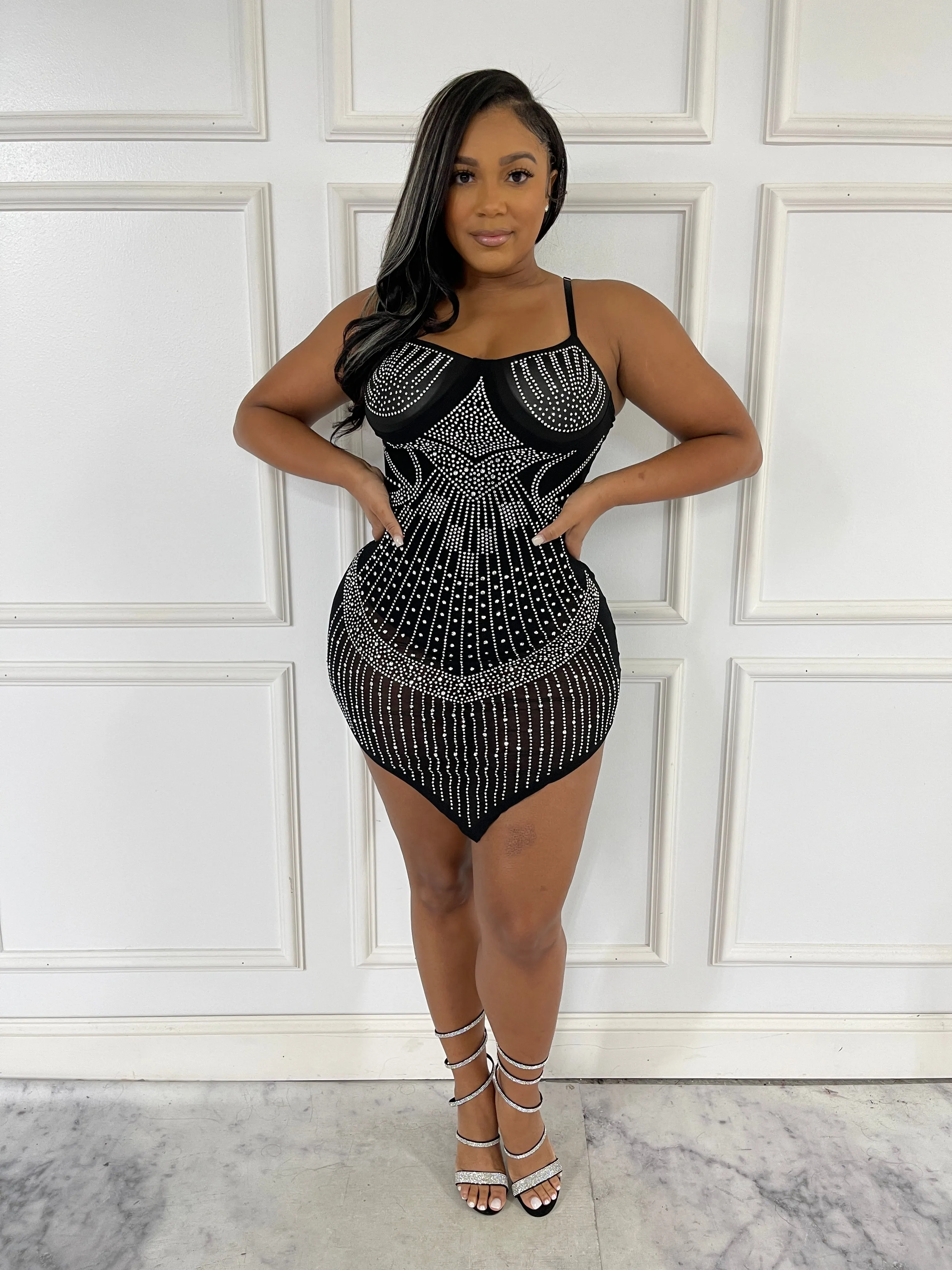 AD2788P - RHINESTONE SPAGHETTI STRAP DRESS
