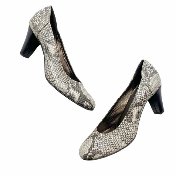 AGL Oliver Snake Embossed Leather Pumps 40.5