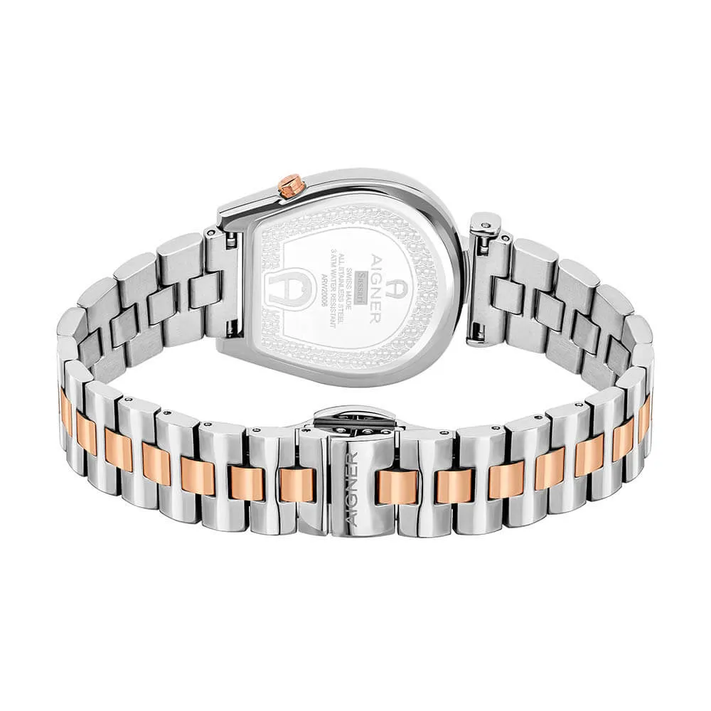 Aigner Sassari Women's Silver Dial Stainless Steel/Rose Gold Bracelet Watch