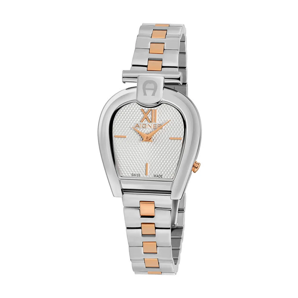 Aigner Sassari Women's Silver Dial Stainless Steel/Rose Gold Bracelet Watch