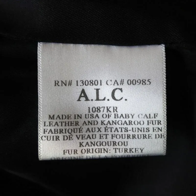 A.L.C. Moto Jacket Sadie Black Leather & Kangaroo Fur Size 2