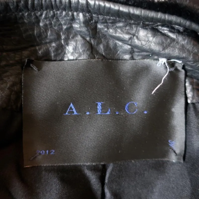 A.L.C. Moto Jacket Sadie Black Leather & Kangaroo Fur Size 2