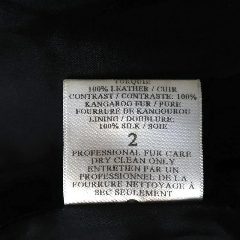 A.L.C. Moto Jacket Sadie Black Leather & Kangaroo Fur Size 2