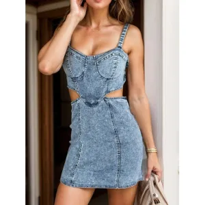 'Amelie' Cutout Wide Strap Mini Dress