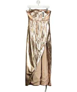 Amy Lynn London Metallic Gizelle Vegan Leather Strapless Maxi Dress UK M