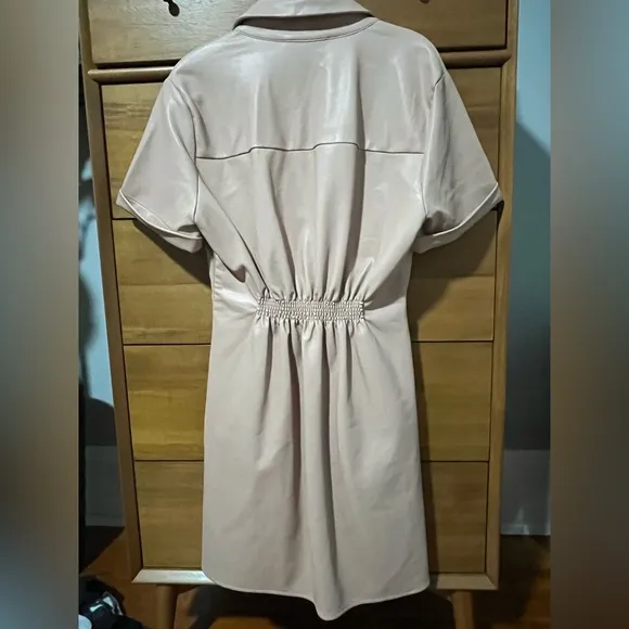 ASTR Terra Faux Leather Dress - Light Pink - Size Medium