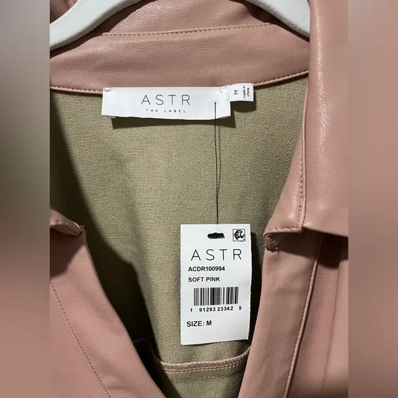 ASTR Terra Faux Leather Dress - Light Pink - Size Medium