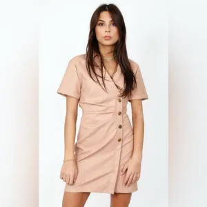 ASTR Terra Faux Leather Dress - Light Pink - Size Medium