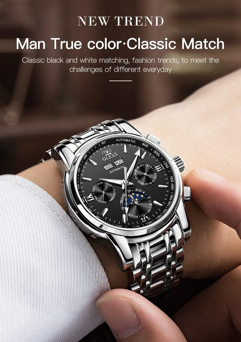 Automatic Green Luxury Stainless Steel Olves Watch