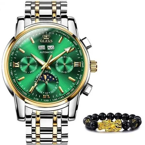 Automatic Green Luxury Stainless Steel Olves Watch