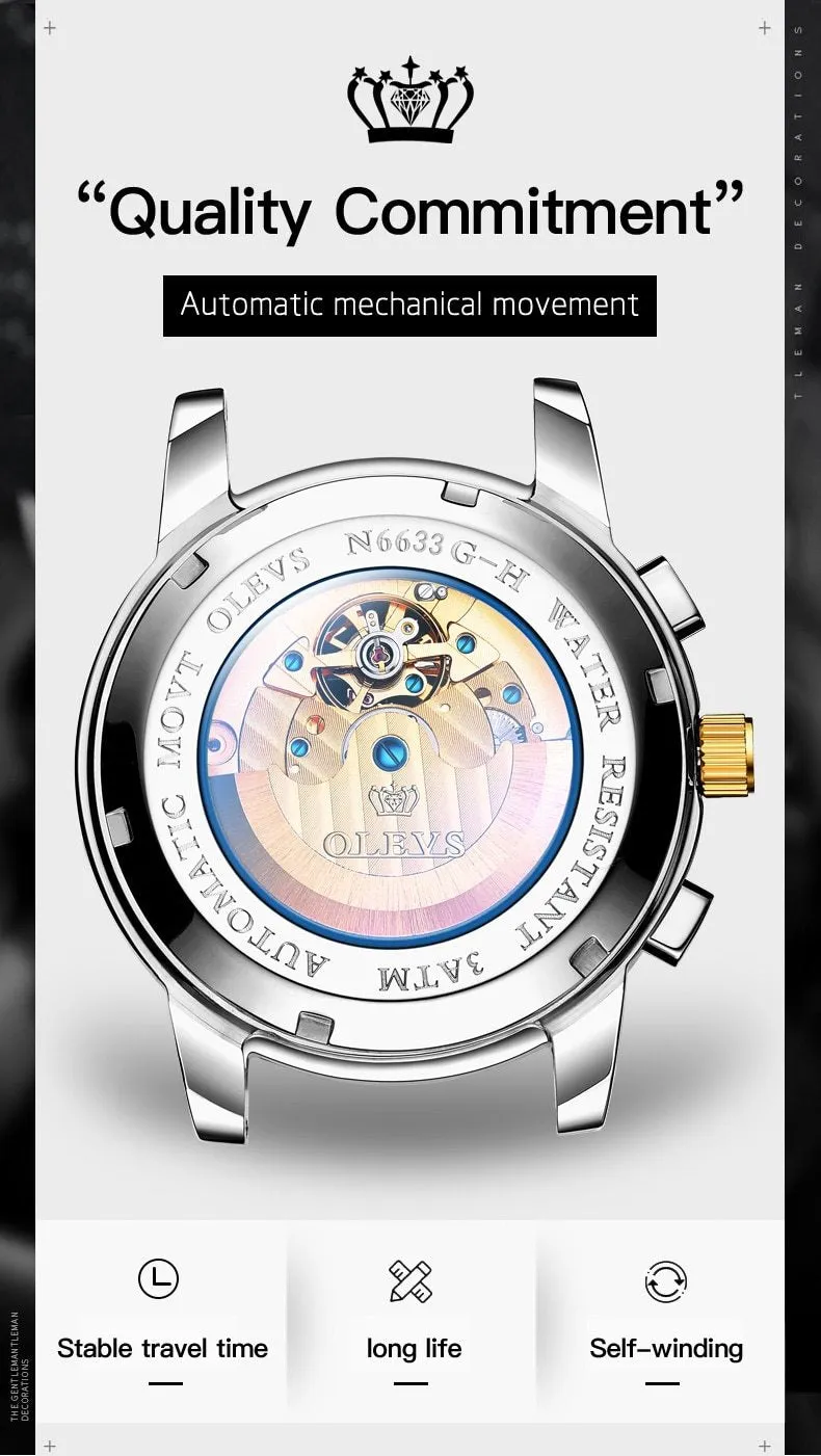 Automatic Green Luxury Stainless Steel Olves Watch