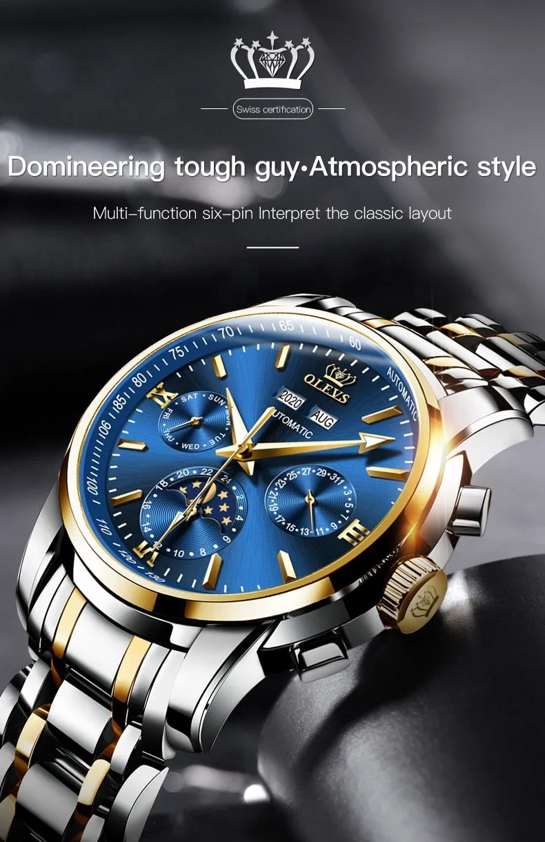 Automatic Green Luxury Stainless Steel Olves Watch