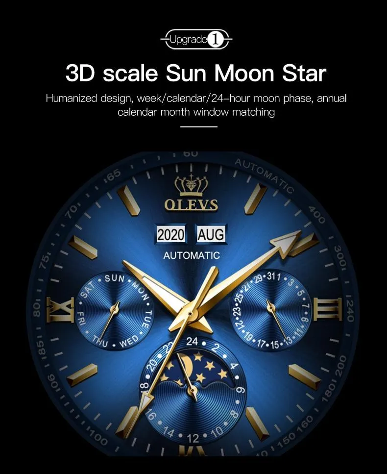 Automatic Green Luxury Stainless Steel Olves Watch
