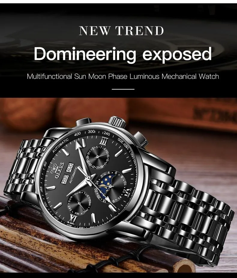 Automatic Green Luxury Stainless Steel Olves Watch