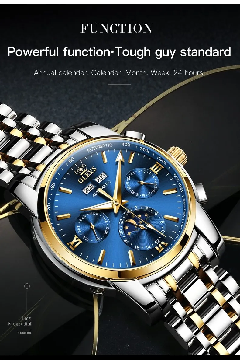 Automatic Green Luxury Stainless Steel Olves Watch