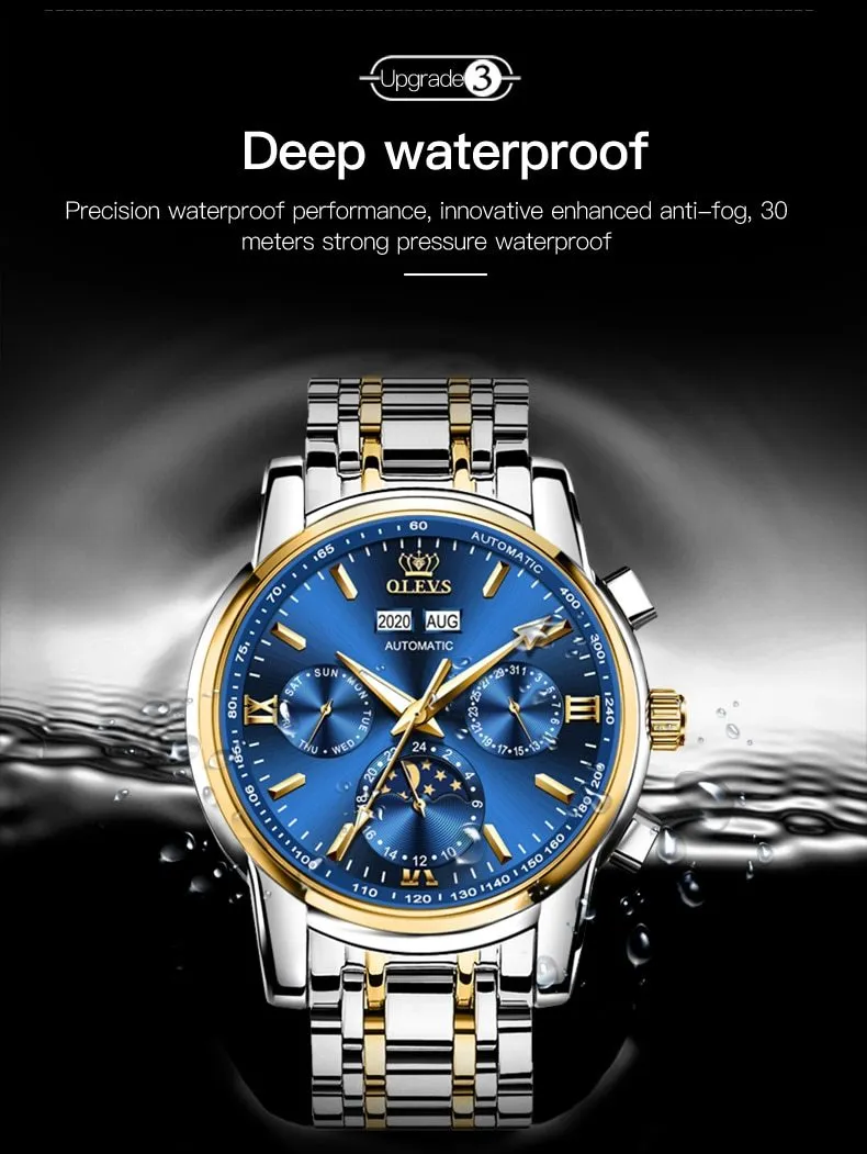 Automatic Green Luxury Stainless Steel Olves Watch