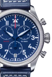 Aviator Fly Back Quartz Chronograph Blue Men's Pilot Watch 16249945