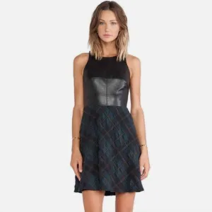 Bailey 44 Gondala Plaid Vegan Leather Dress