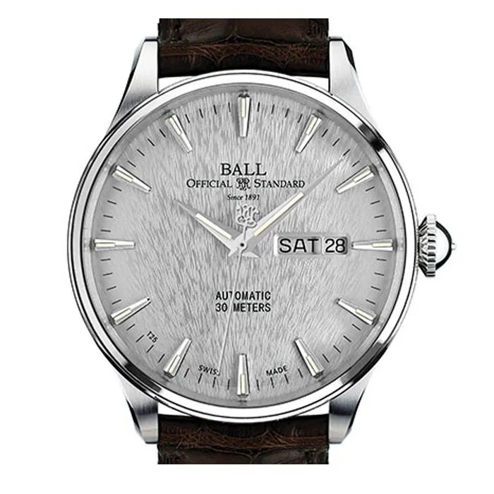 BALL Watch Trainmaster Eternity Automatic Stainless Steel Leather Strap Watch, NM2080D-LJ-SL
