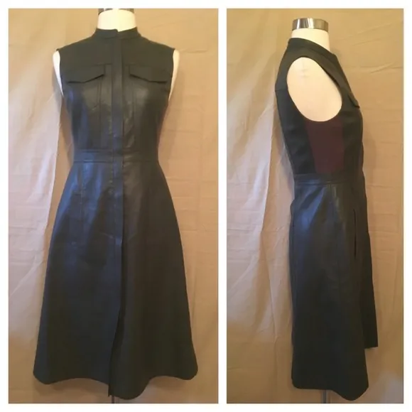 BCBGMAXAZRIA Allexandria Faux Leather Green Dress