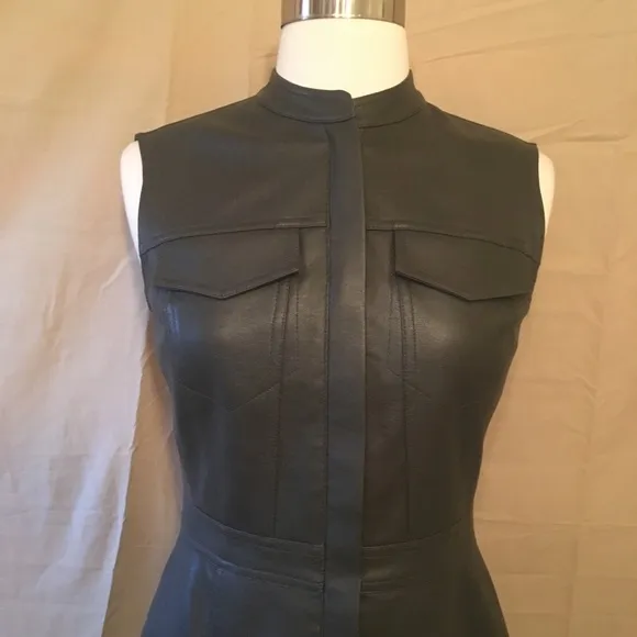 BCBGMAXAZRIA Allexandria Faux Leather Green Dress