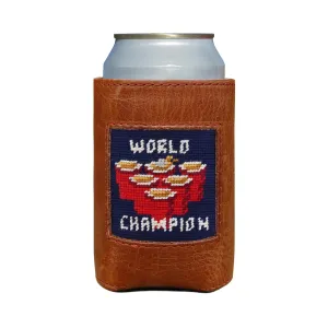 Beer Pong World Champ Can Cooler (Dark Navy)