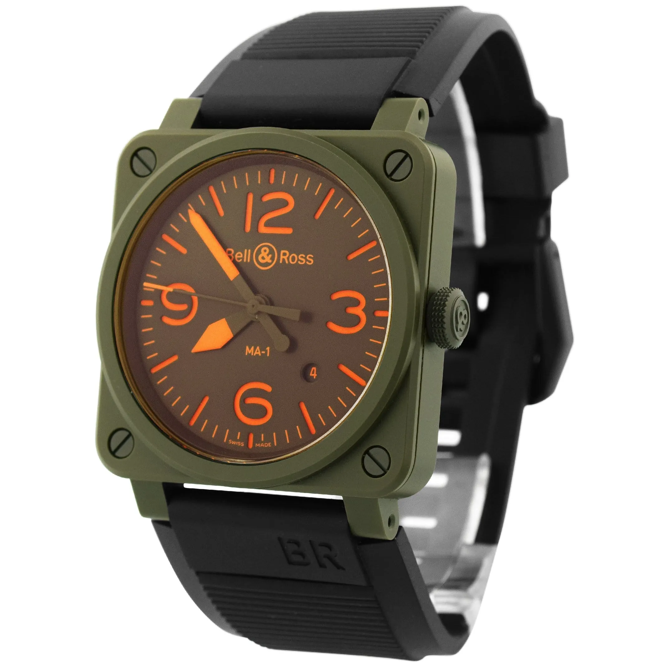 Bell & Ross Men's BR03-92 MA-1 Ceramic 42mm Brown Arabic & Stick Dial Watch Reference #: BR0392-KAO-CE/SCA