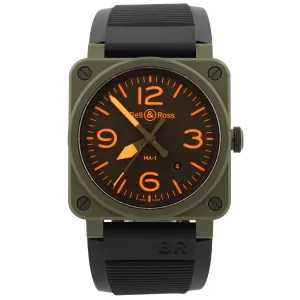 Bell & Ross Men's BR03-92 MA-1 Ceramic 42mm Brown Arabic & Stick Dial Watch Reference #: BR0392-KAO-CE/SCA