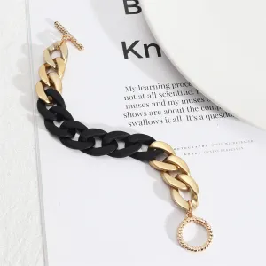 Black Acrylic & 18K Gold-Plated Curb Chain Toggle Bracelet