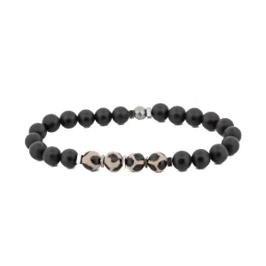 Black & White Tibetan Agate Beaded Bracelet