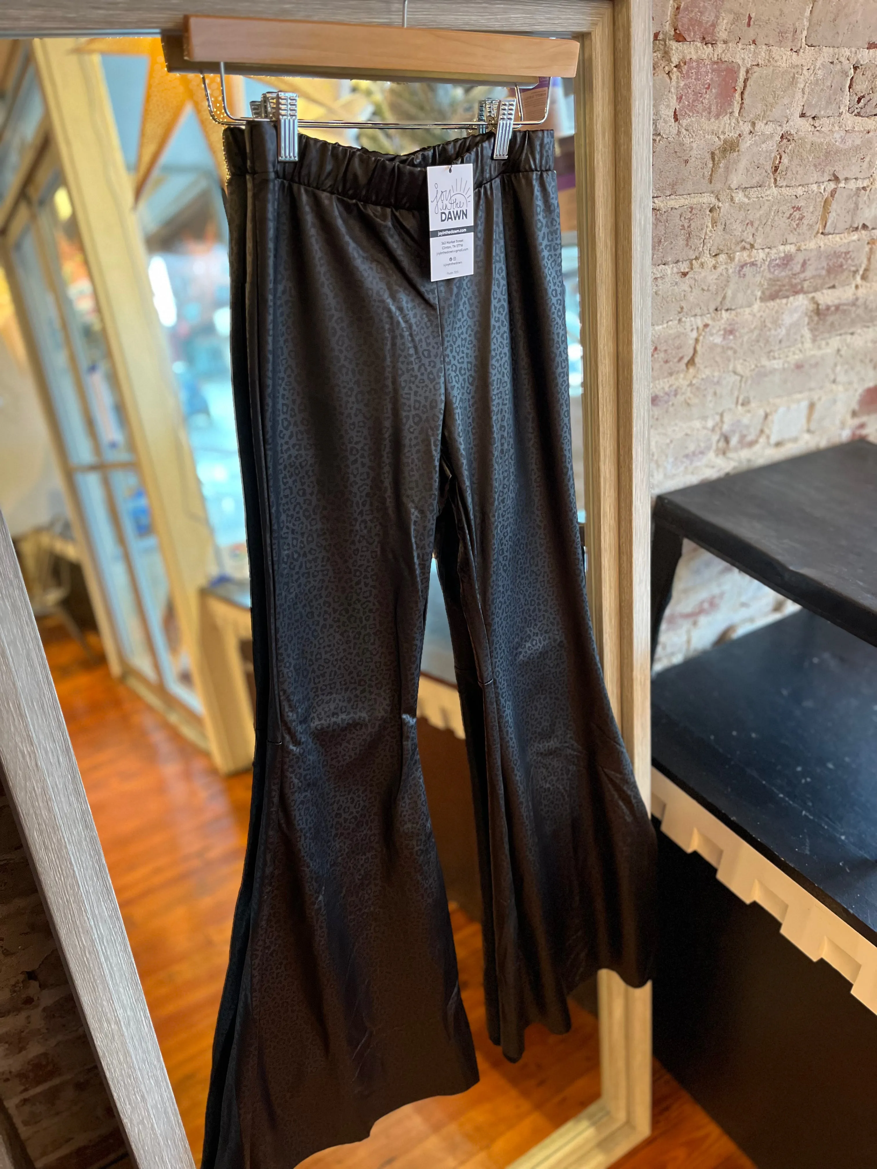 Black Animal Print Bell Bottoms