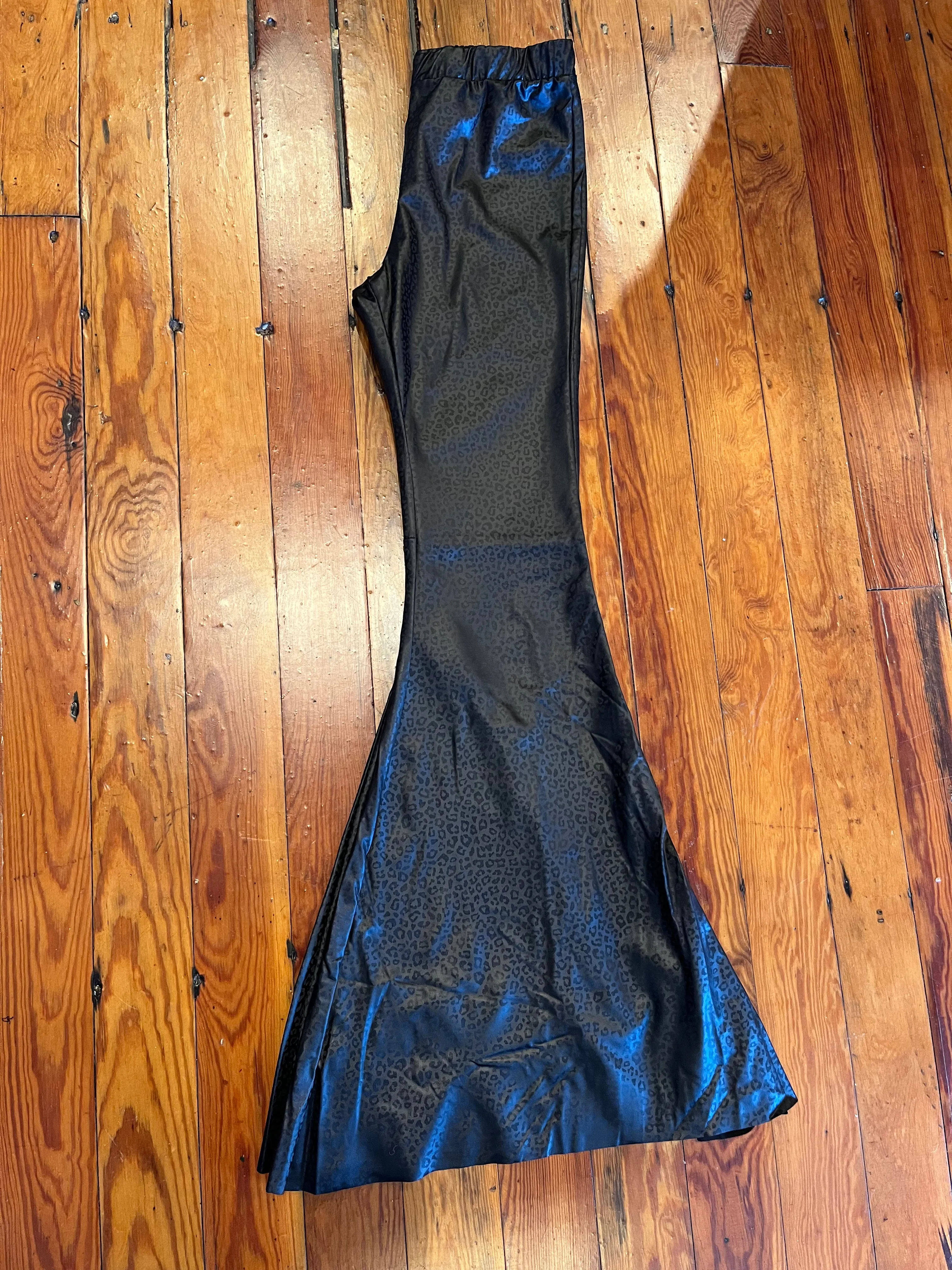Black Animal Print Bell Bottoms