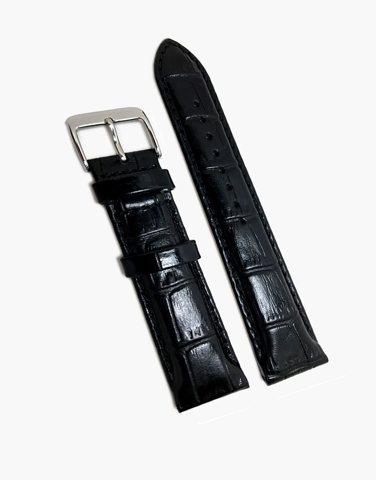 Black Italian Calf Skin Leather gator Grain Watch Straps-Hadley-Roma MS853