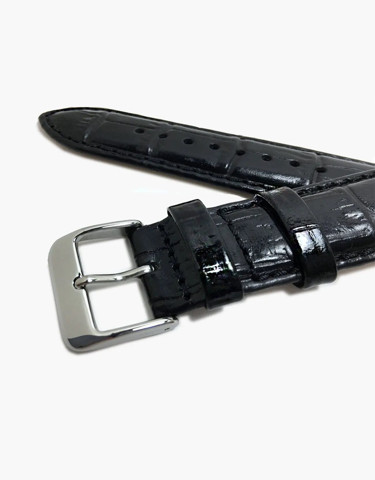 Black Italian Calf Skin Leather gator Grain Watch Straps-Hadley-Roma MS853