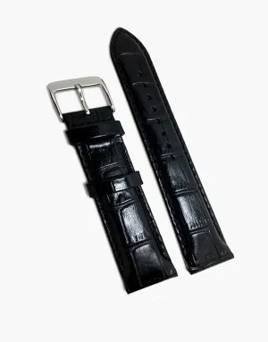 Black Italian Calf Skin Leather gator Grain Watch Straps-Hadley-Roma MS853