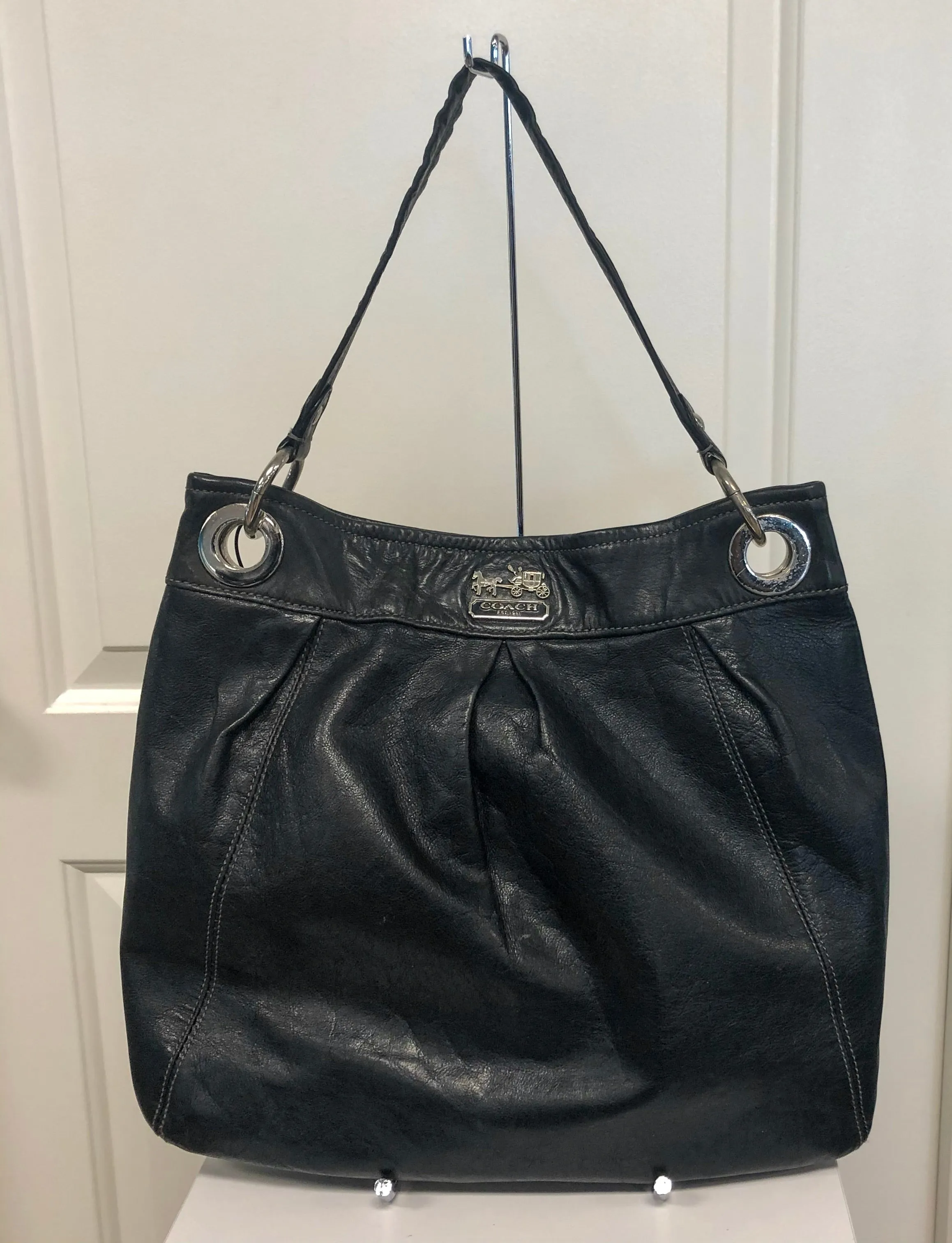 Black Leather Saddle Bag (Coach)
