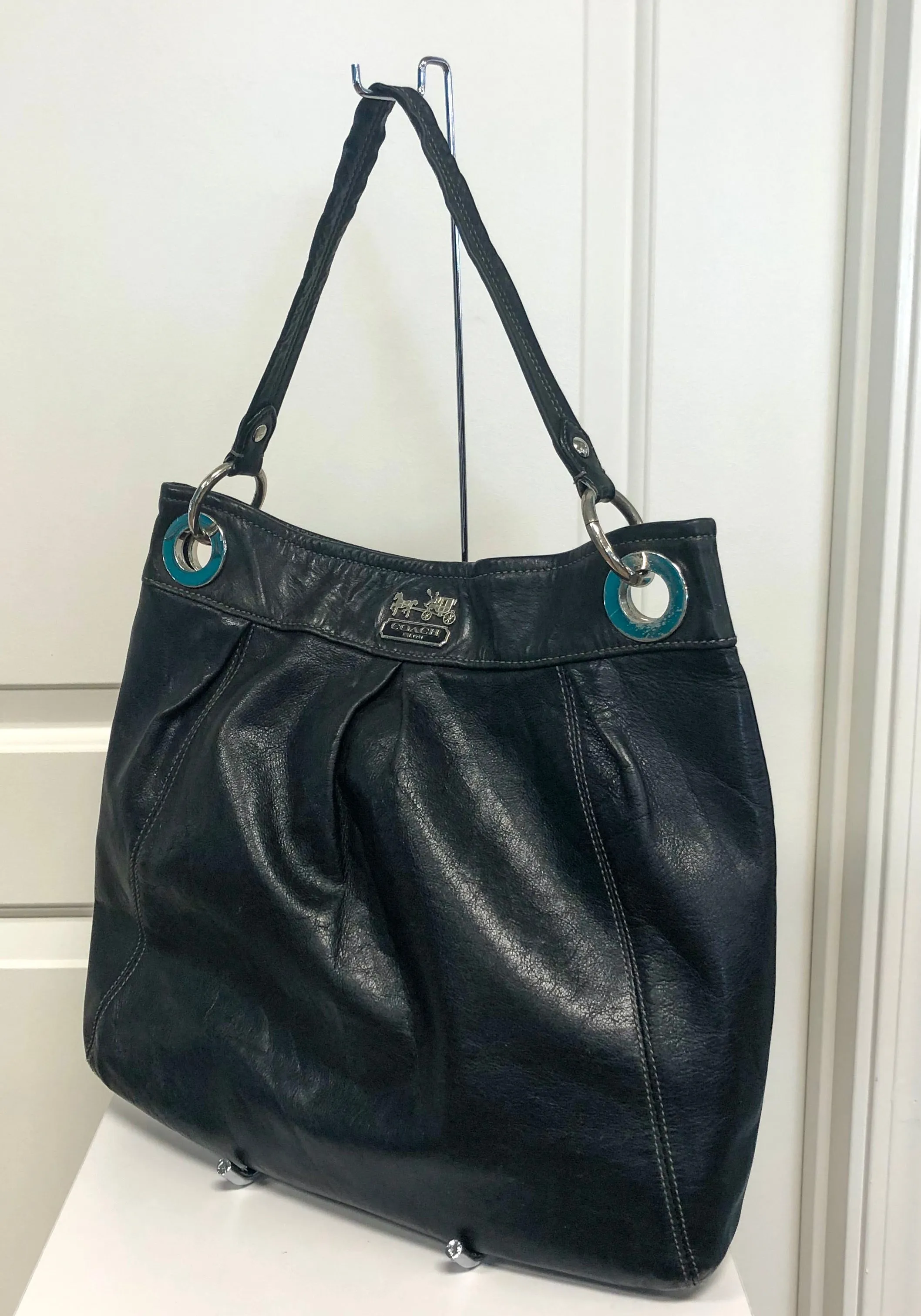 Black Leather Saddle Bag (Coach)
