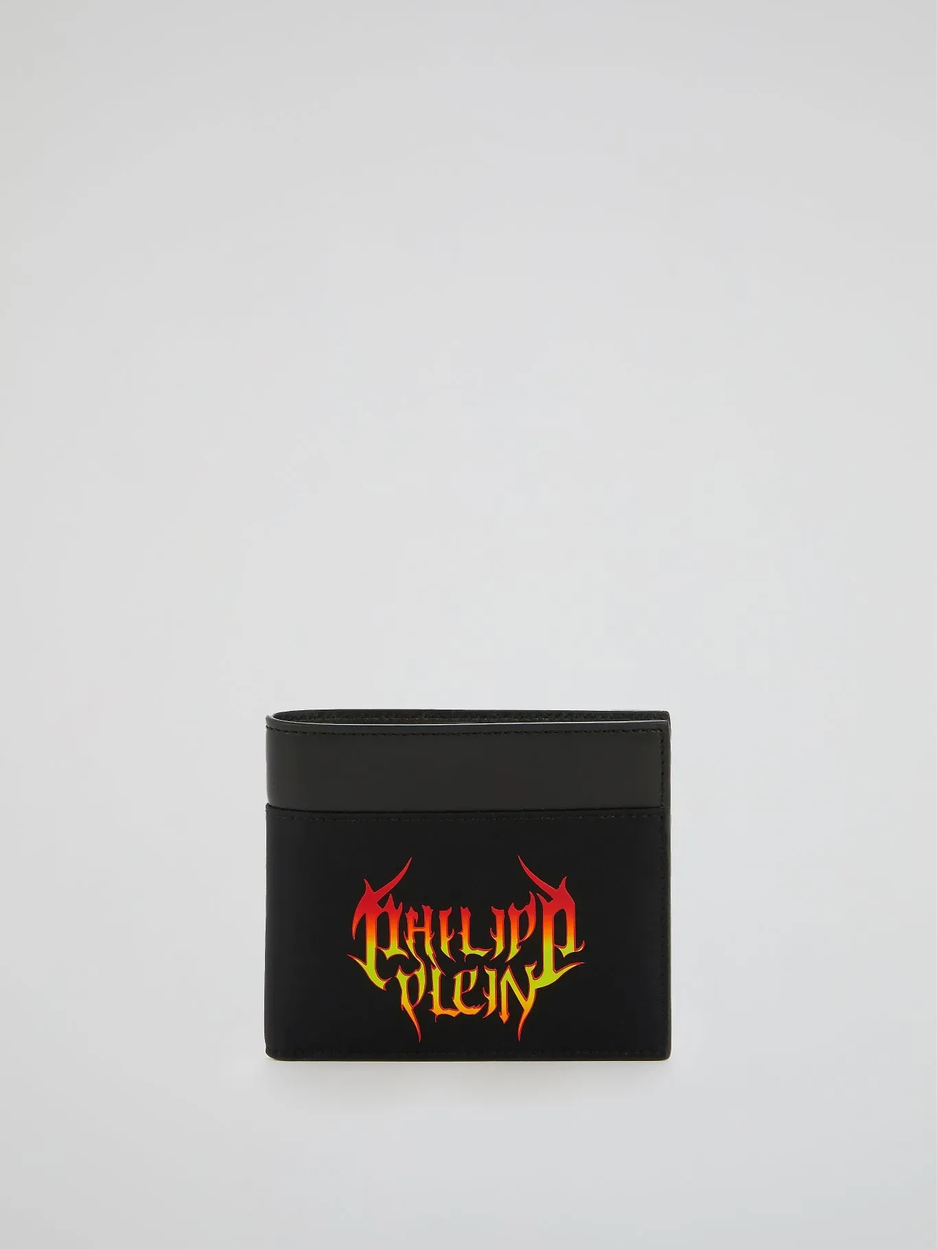 Black Logo Print Leather Pocket Wallet