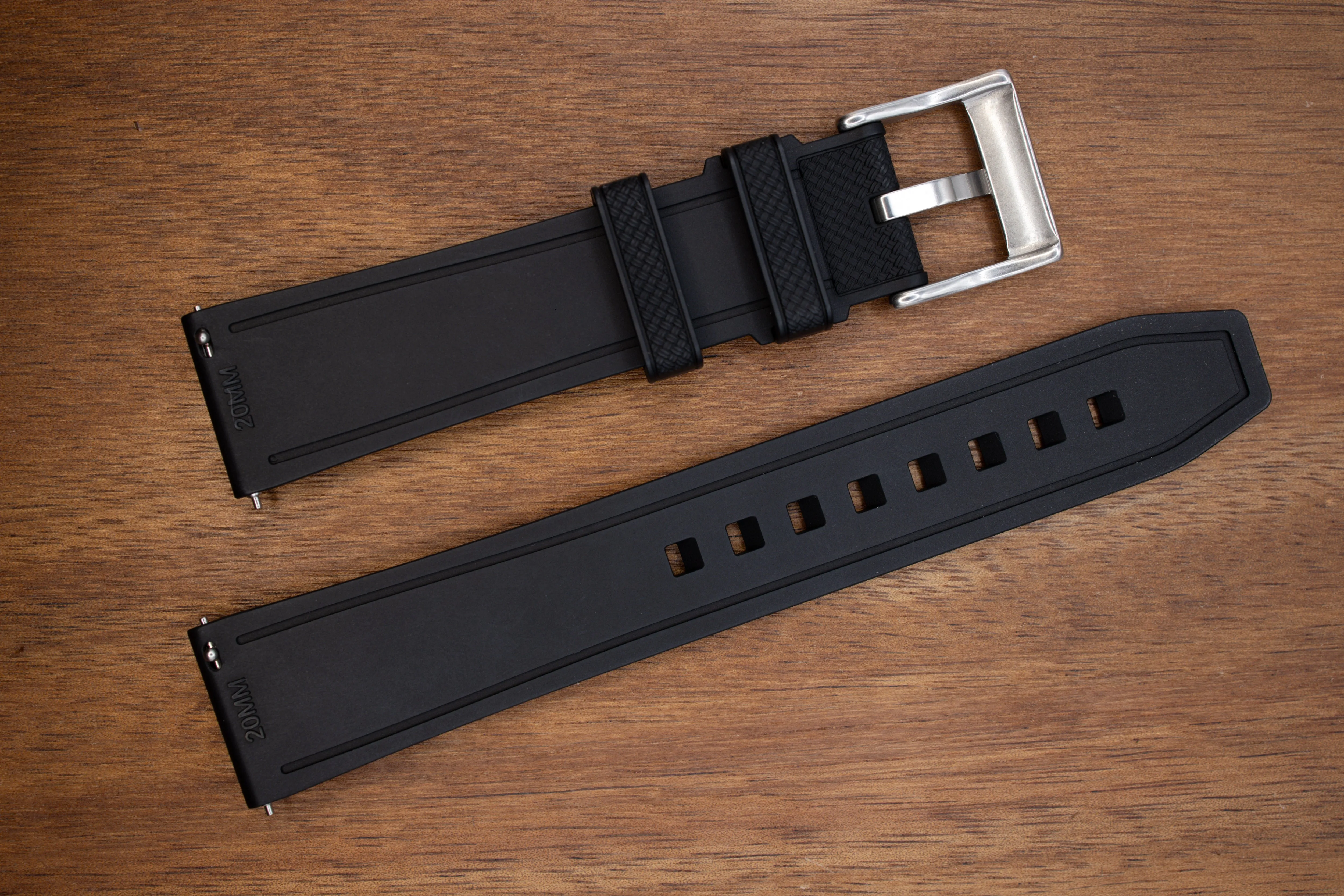 Black Premium Weaved FKM Rubber Strap 20mm