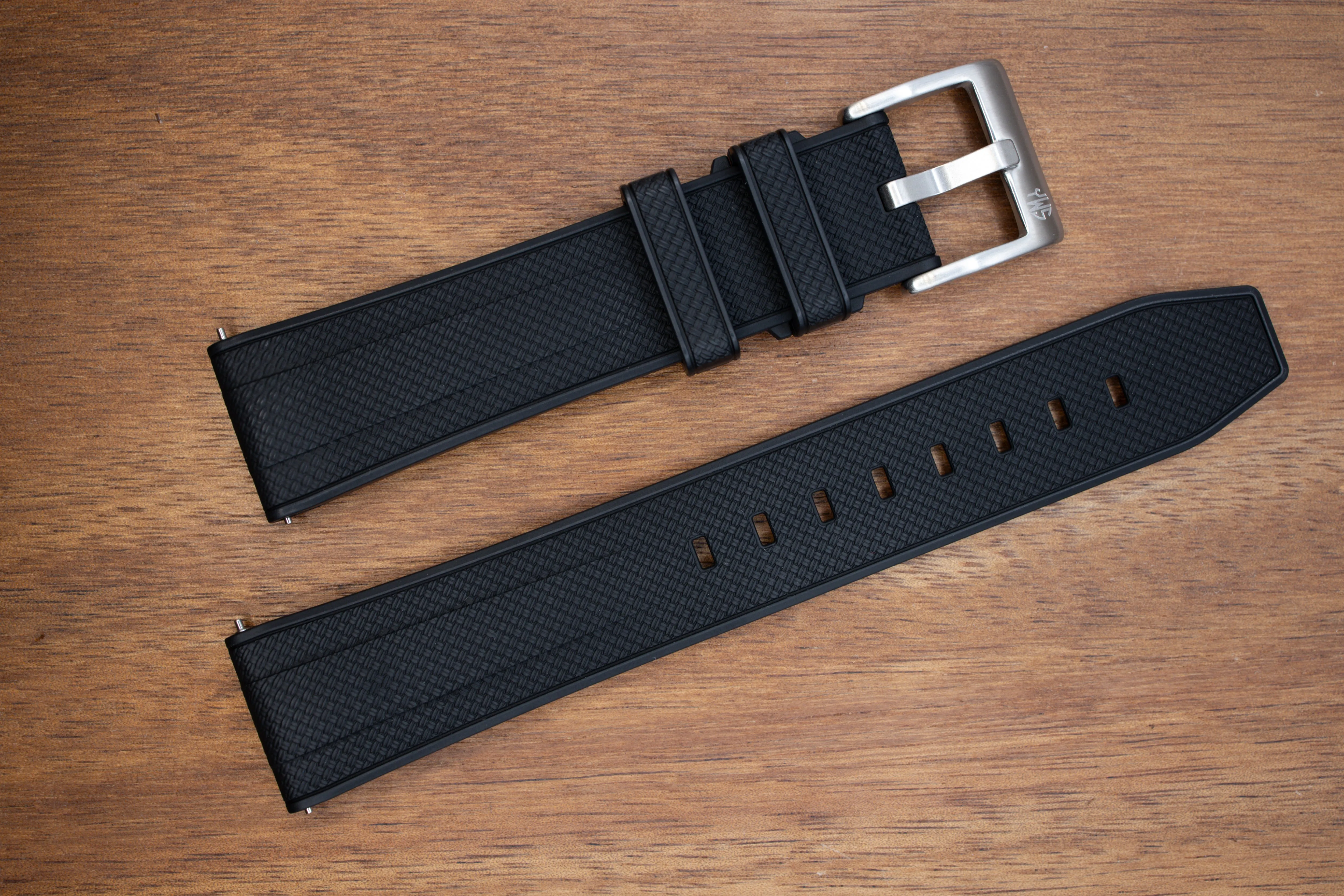 Black Premium Weaved FKM Rubber Strap 20mm