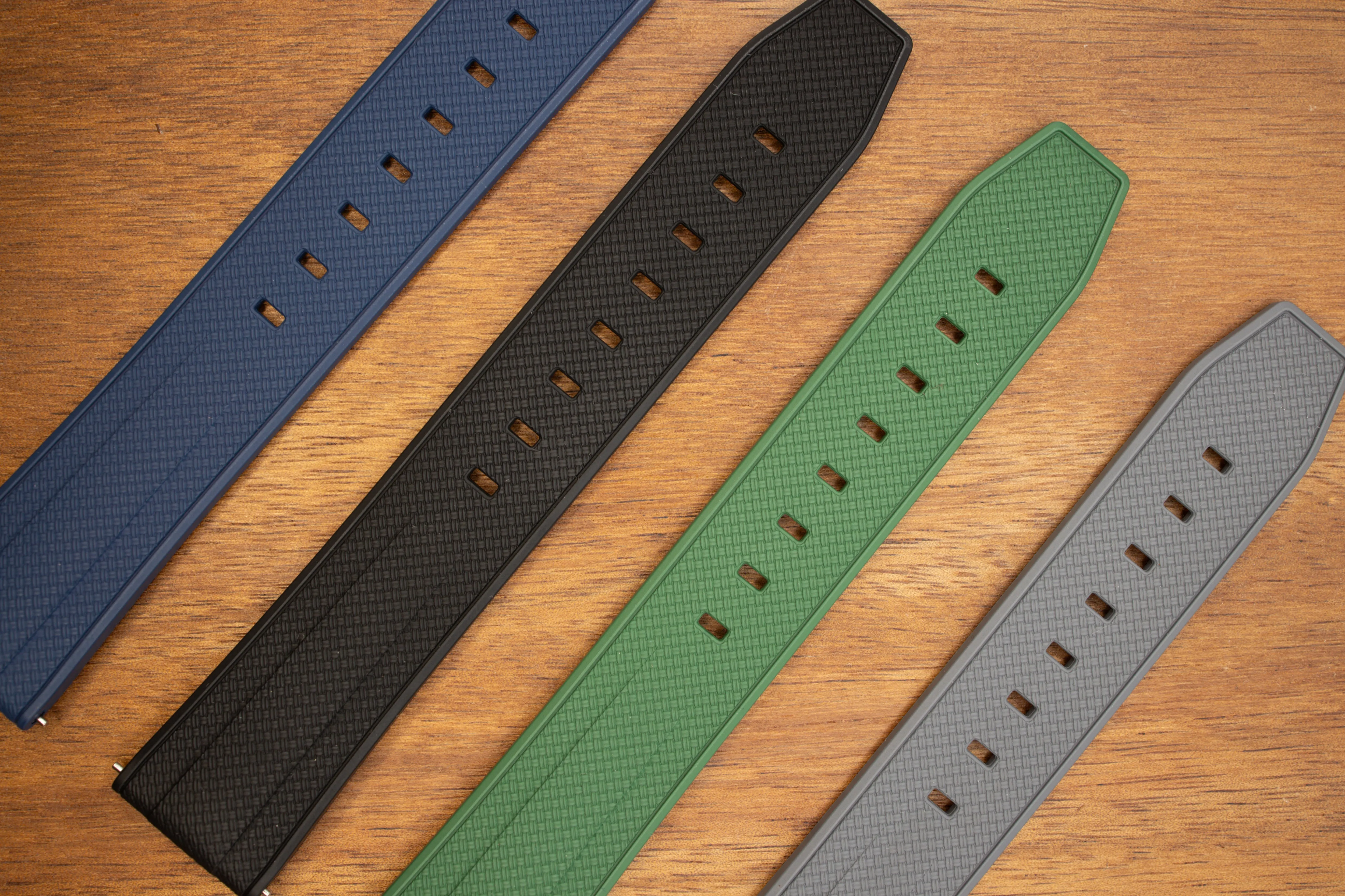 Black Premium Weaved FKM Rubber Strap 20mm