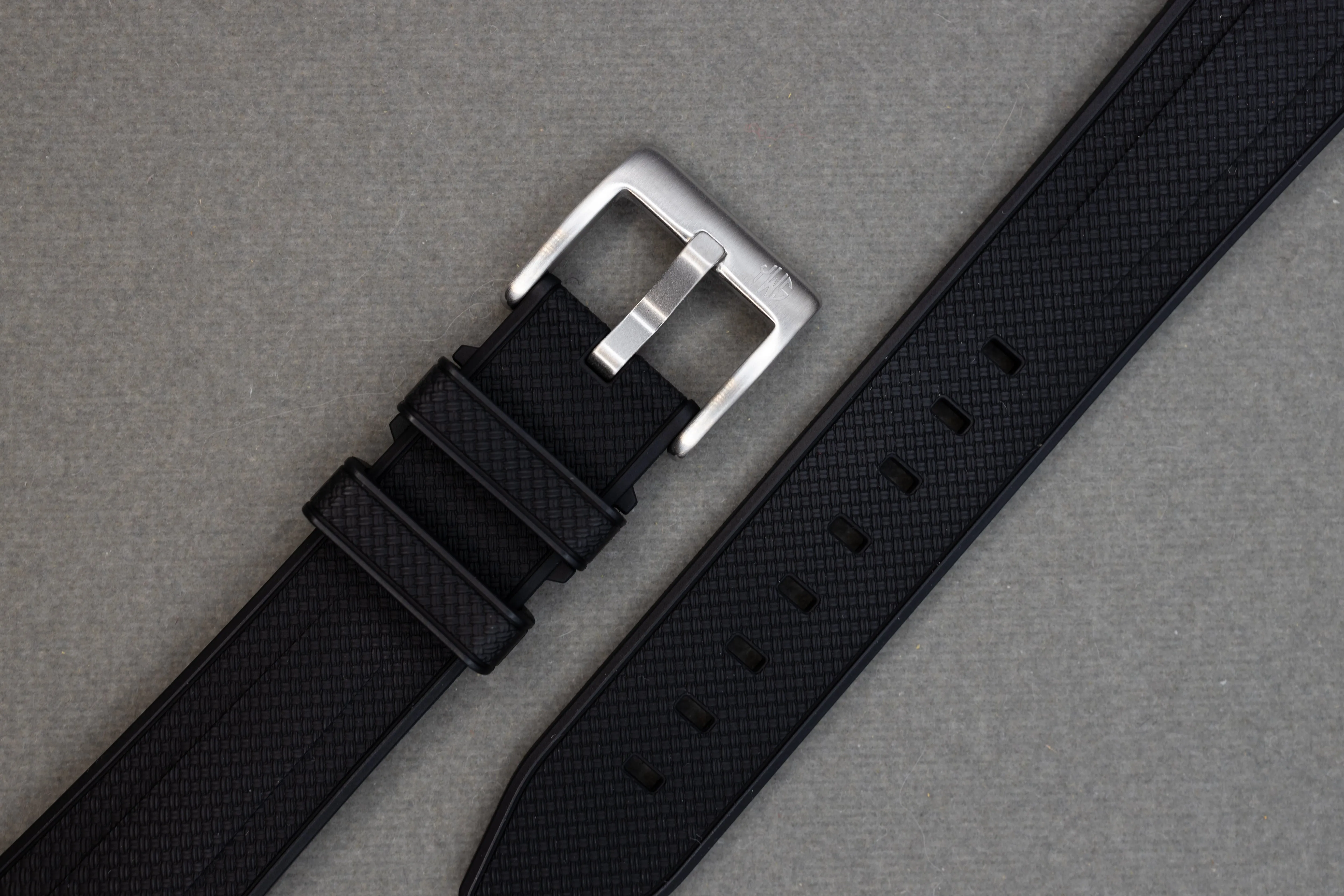 Black Premium Weaved FKM Rubber Strap 20mm