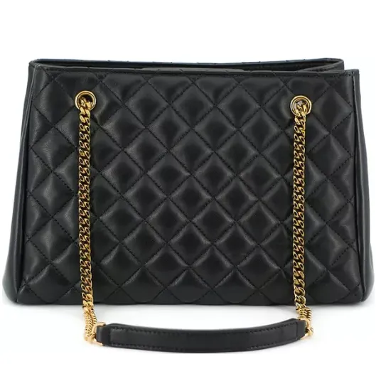 Black Quilted Nappa Leather Medusa Tote Handbag