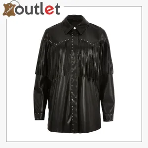 Black Real Quality Womens Leather Shirt