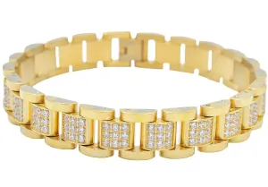 Blackjack Men's Bracelet Gold-Toned SS & Clear CZ BJB256G